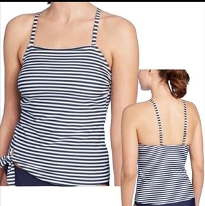 NWT - Kona Sol blue/white striped swim top, L